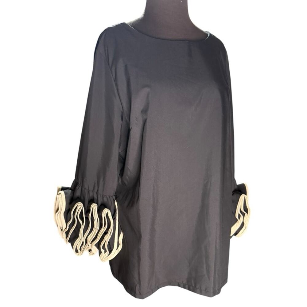 Love The Queen Pleated Statement Sleeve Top Women Size XL Maximalist Avant Garde